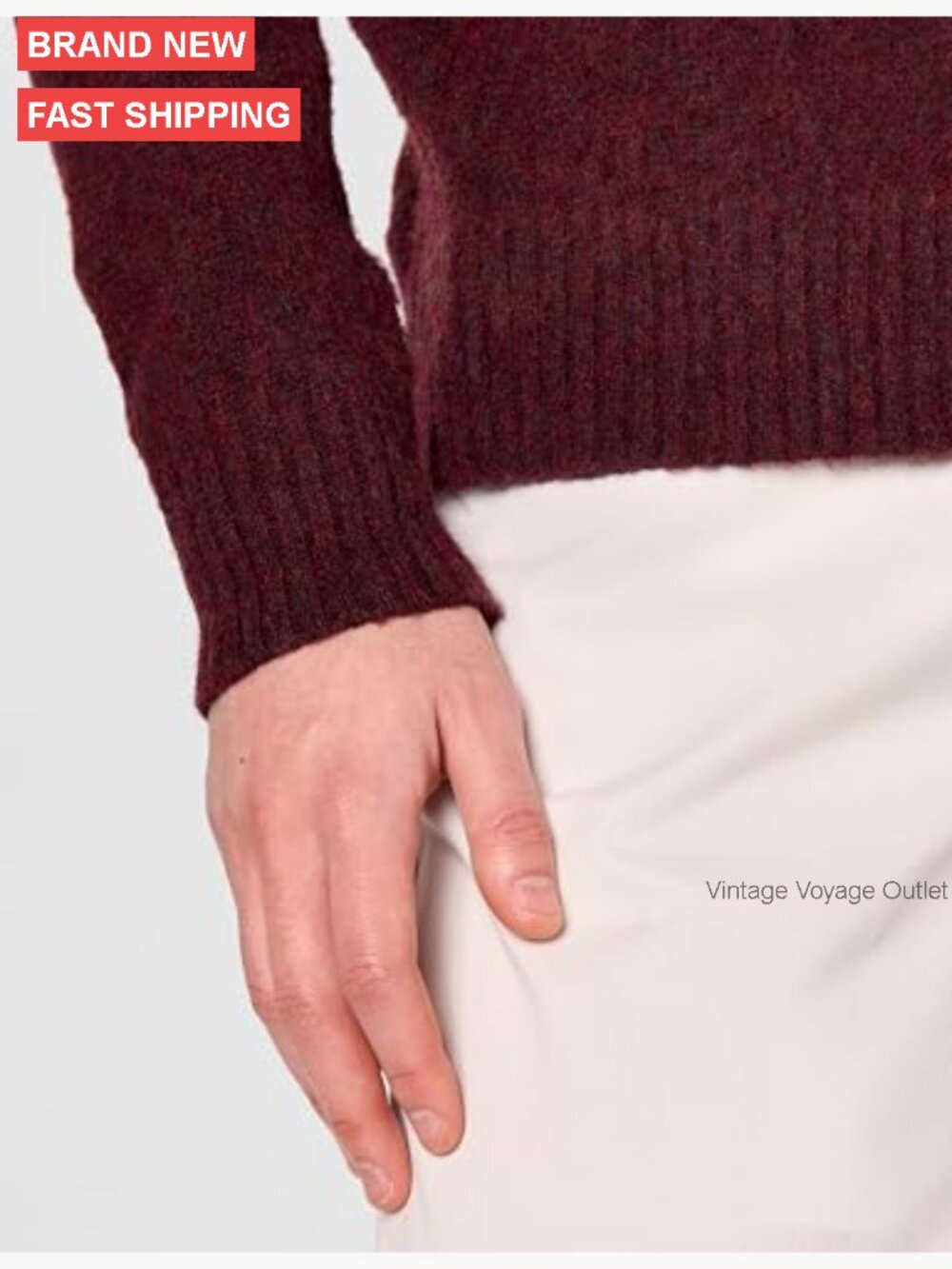 Men's Brushed Wool Crewneck Sweater Pullover Fall Winter Layering - Picture 5 of 7